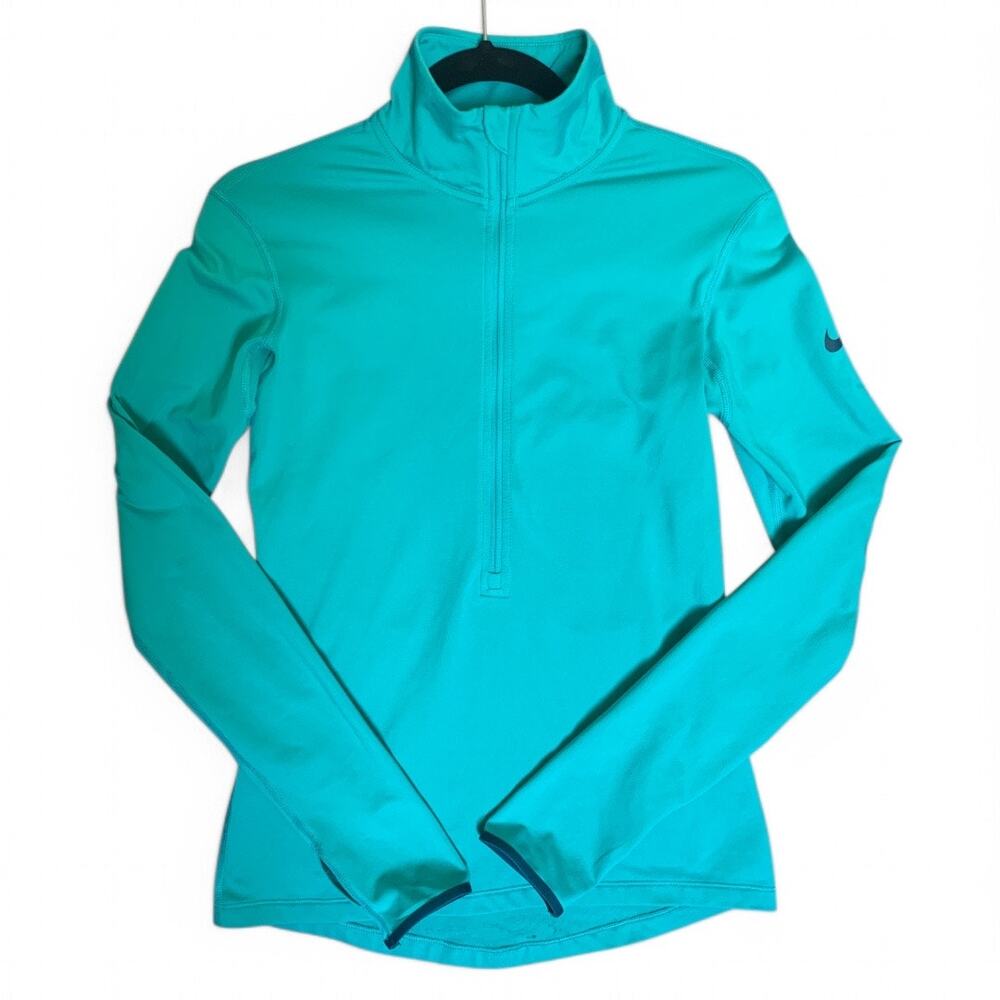 Nike Pro Dri-Fit Half Zip Mock Neck Women’s-Turquoise/Aqua-Size Small